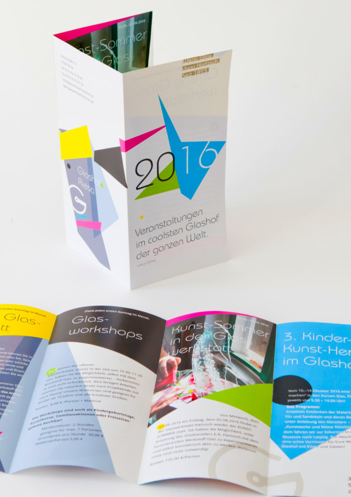 Entwicklung des Corporate-Design-Konzeptes, hier: Veranstaltungsflyer • Glaswerkstatt Hartzsch